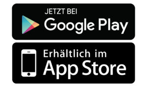 Logo Im Google Play Store und Apple App Store erhältlich